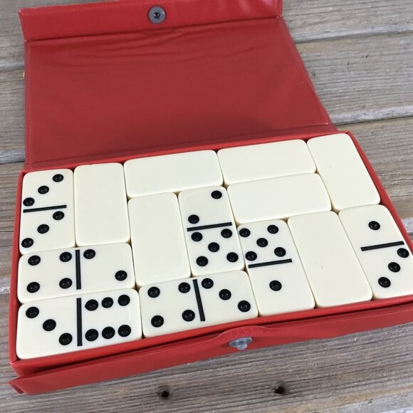Cardinal Premier Edition Double Six Dominoes – 28 Pieces, Vintage 1990s Red Case - Picture 3 of 6